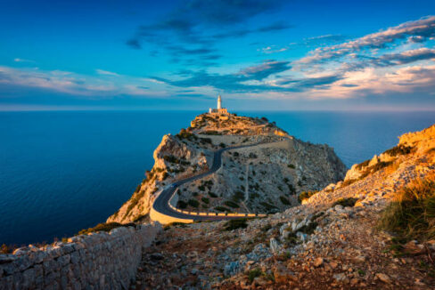 Lighthouse of Cap de Formentor, Mallorca, Balearic Islands, Spain around Sunset.